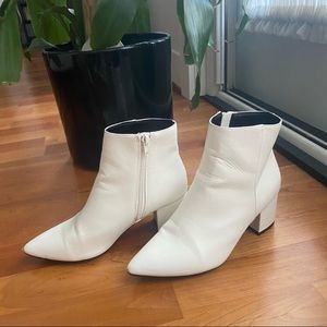 SHEIN White Block Heel Ankle Booties